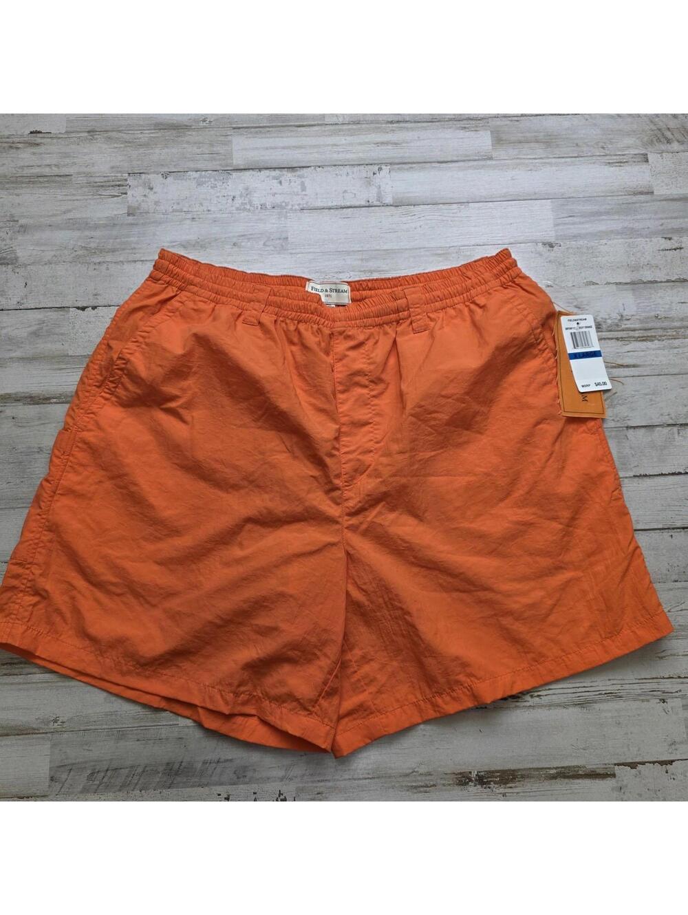Field & Stream Shorts Men's XL Solid Orange Swim Trunks Athletic Pockets Lined